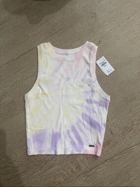 Hollister Tie-Dye Ribbed Tank Top - Pastel Pink, Purple & Yellow